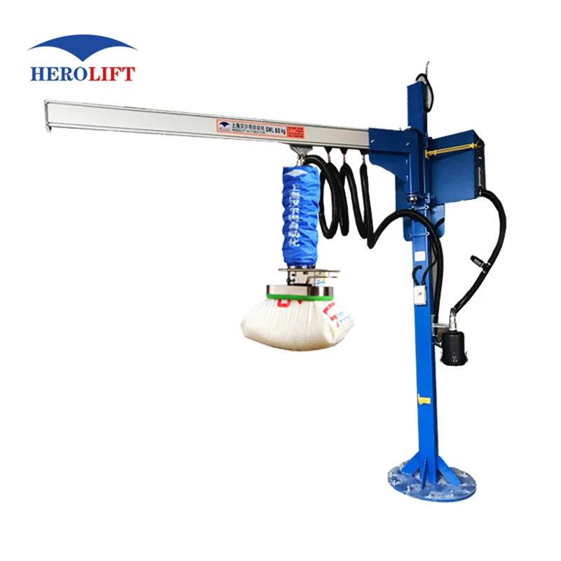 Column mounted jib crane vacuum handling tube lifter for lift cement bag