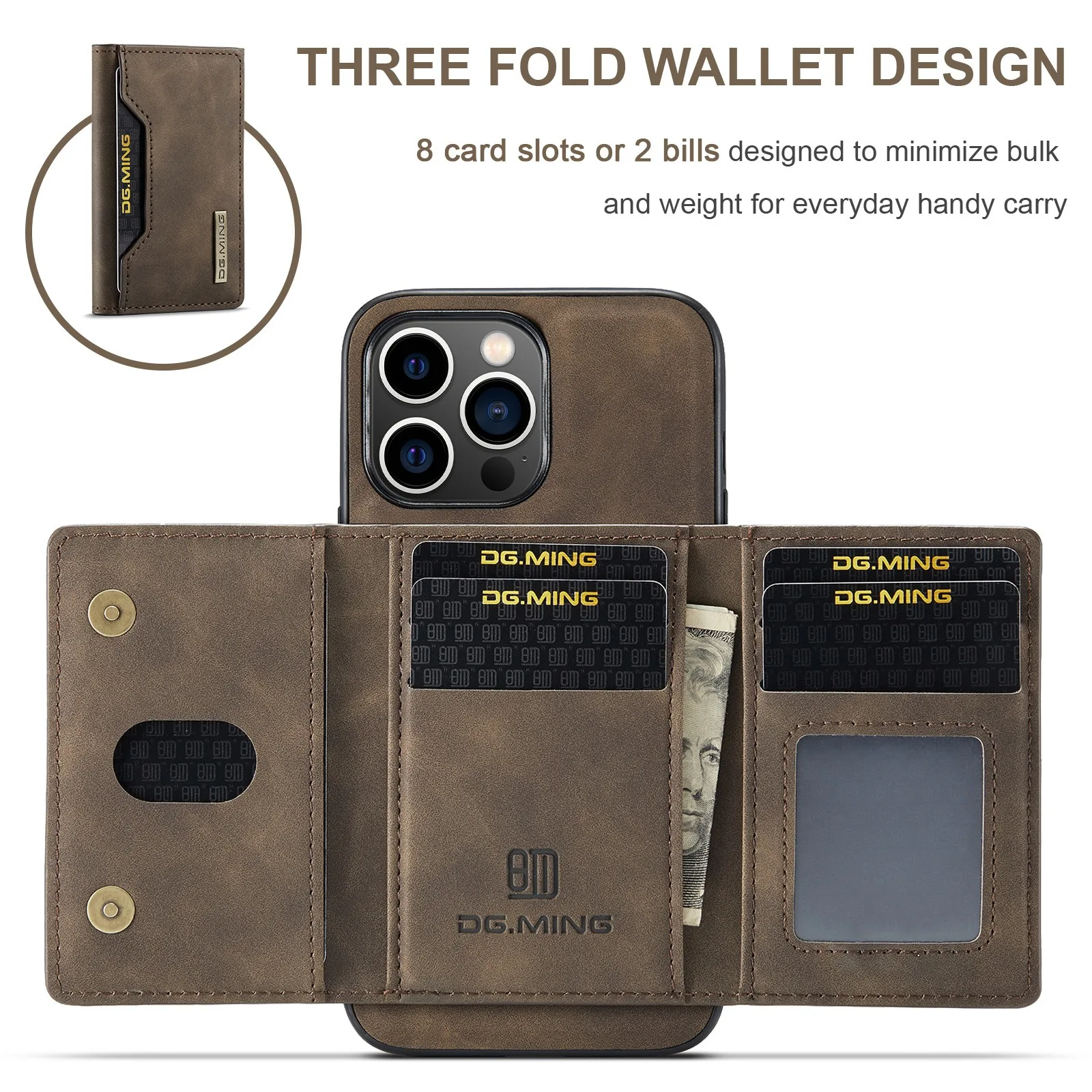 Bagsplaza Mobile Phone Accessories Mobile Phone Cases for iPhone13  2 In 1 Magnet Wallet Card Leather Case