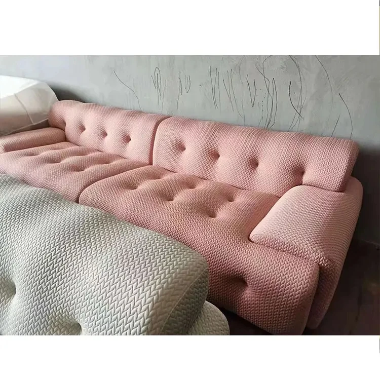Modern minimalist pink sectional couch sofa set with high resilience fabric velvet sofa popular in living room
