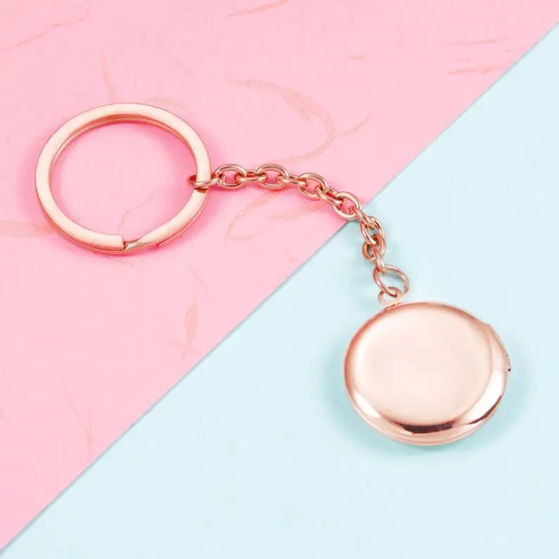 Stainless Steel Heart Laser Engraving Key Chain Memory Friend Photo Pocket Gold Plated Blank Heart Locket Custom Photo Key Chain