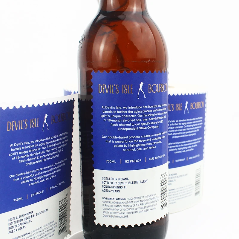 Custom Gold Foil Logo Self-Adhesive Aluminum Wine & Beer Glass Bottle Labels Waterproof Embossed Logo Texture Paper Stickers