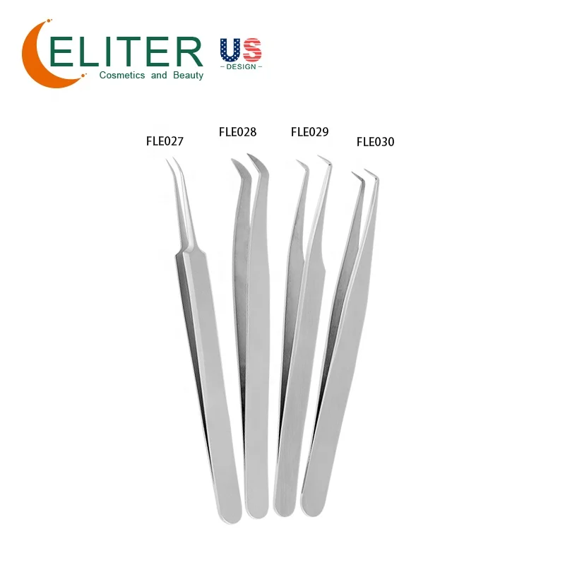 ELITER Hot Sell In Stock Full Range Titanium Eyelash Tweezer Steel Eyelash Tweezer Eyelash Tweezer Extensible