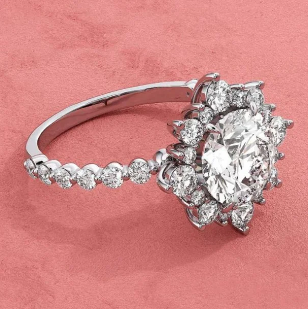 New Style 925 Sterling Silver D VVS Moissanite Jewelry Ring Marquise Diamond Flower Ring Gift for Women