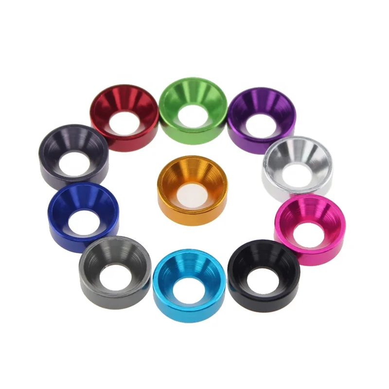 DIN6319 Colorful Aluminum Alloy Spherical Conical Seats Washers With Ball Face Bumping Gaskets Round Cone Washer