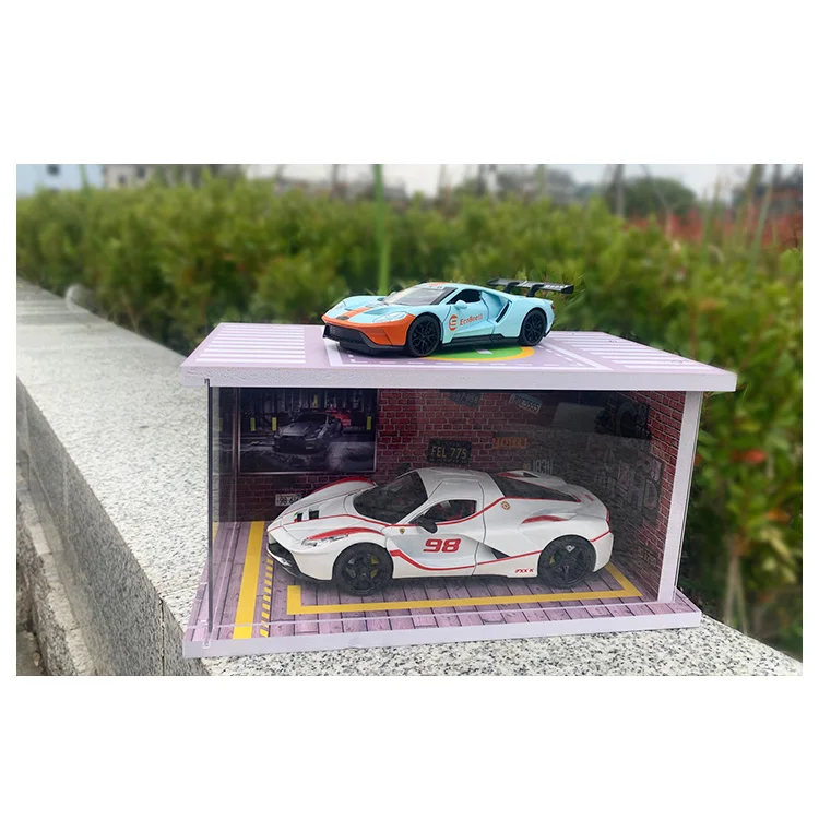 1/24 Scale Parking Lot Scene Garage Diecast Car Show Display Cabinet Collection Decor