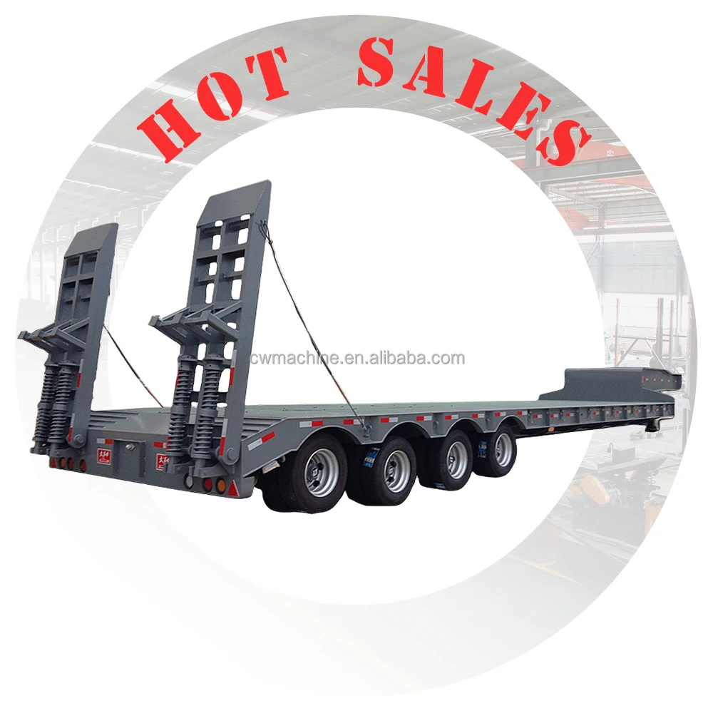 Shandong Jinan 4 Axle 80 Ton  Mechanical Leaf spring Suspension Lowbed Trailer Gooseneck  Low Bed Semi Trailer