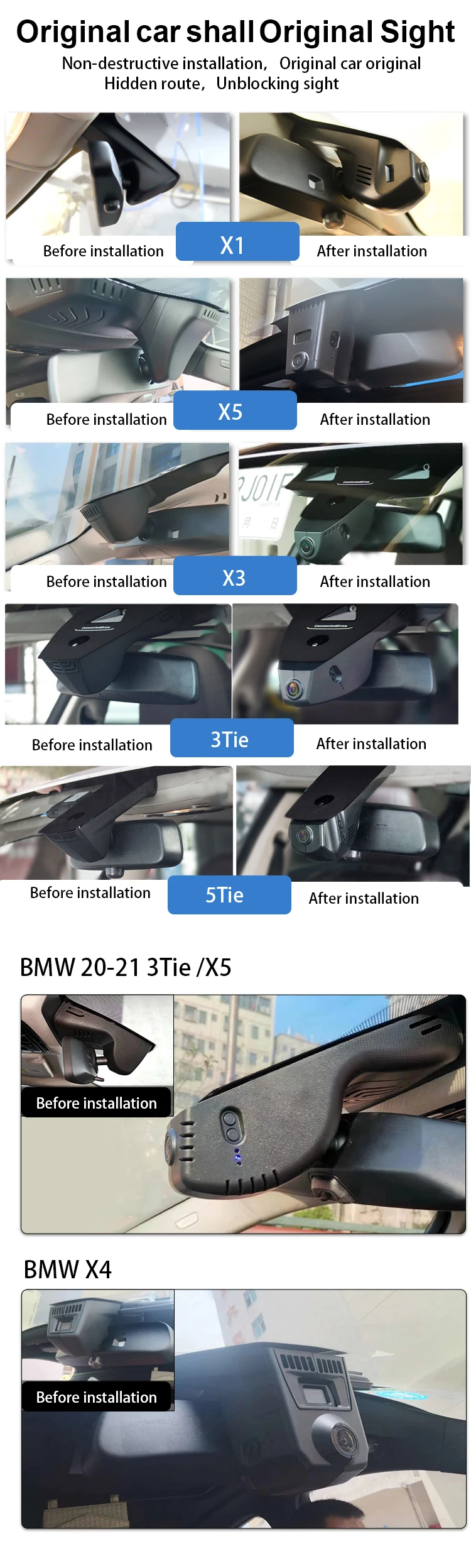 Wifi Dashboard Camera Tachograph Driving Recorder Dash Cam Car Black Box For BMW 1 2  3 4 5 6 7 X1 X2 X3 X4 X5 X6 X7