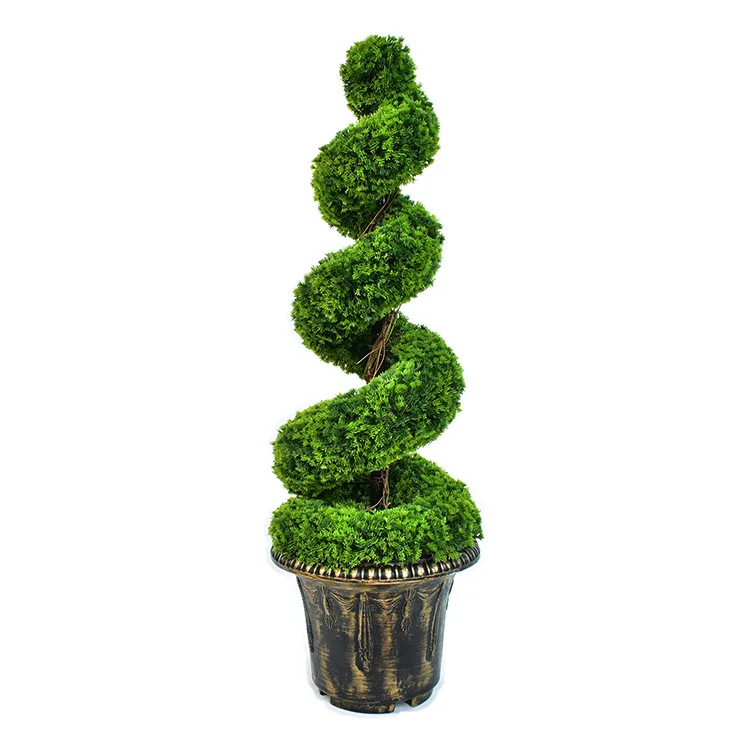 Wholesale Spiral Topiary Artificial plant large bonsai ornament for Indoor and Outdoor Decorative Pot Artificial Big Spiral Tree