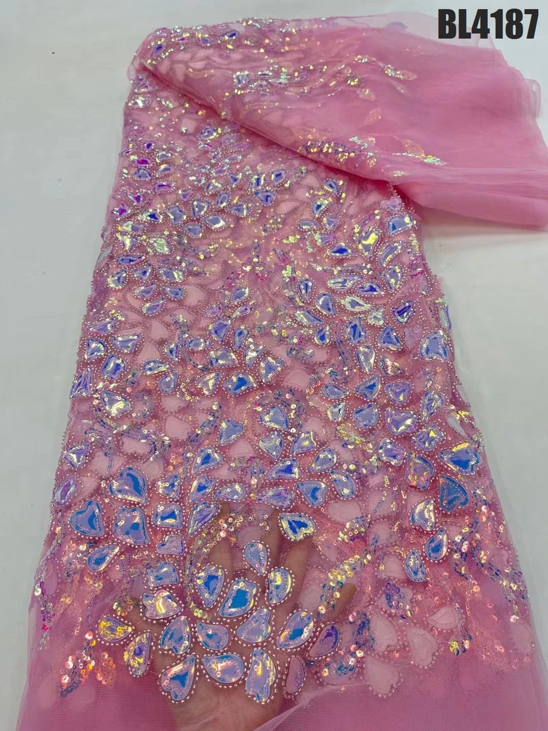 Supoo Symphony met allic bead embroidery fabric Laser sequin embroidery fabric European and American style fabric