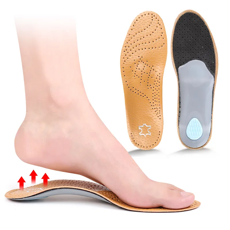 PU leather arch inserts for men and women  flat foot comfortable insoles Latex shock absorbing breathable insoles arch support