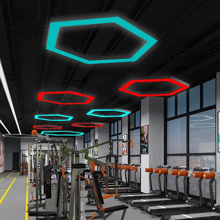 Modern LED Hexagon Pendant Light Honeycomb Lights Combination Splicing LED Hexagonal Hanging Lamp For Office Supermarkets