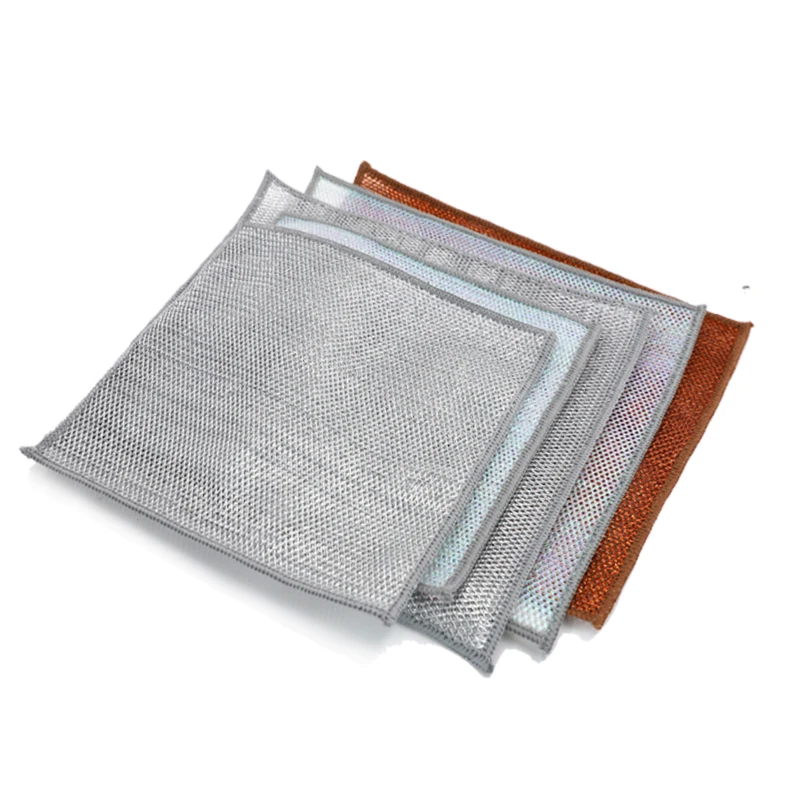 Multipurpose Wire Dishwashing Rags for Wet Dry Metal Mesh Cloth Household Cleaning Tools Dishwashing Scouring Pad Kitchen Towel