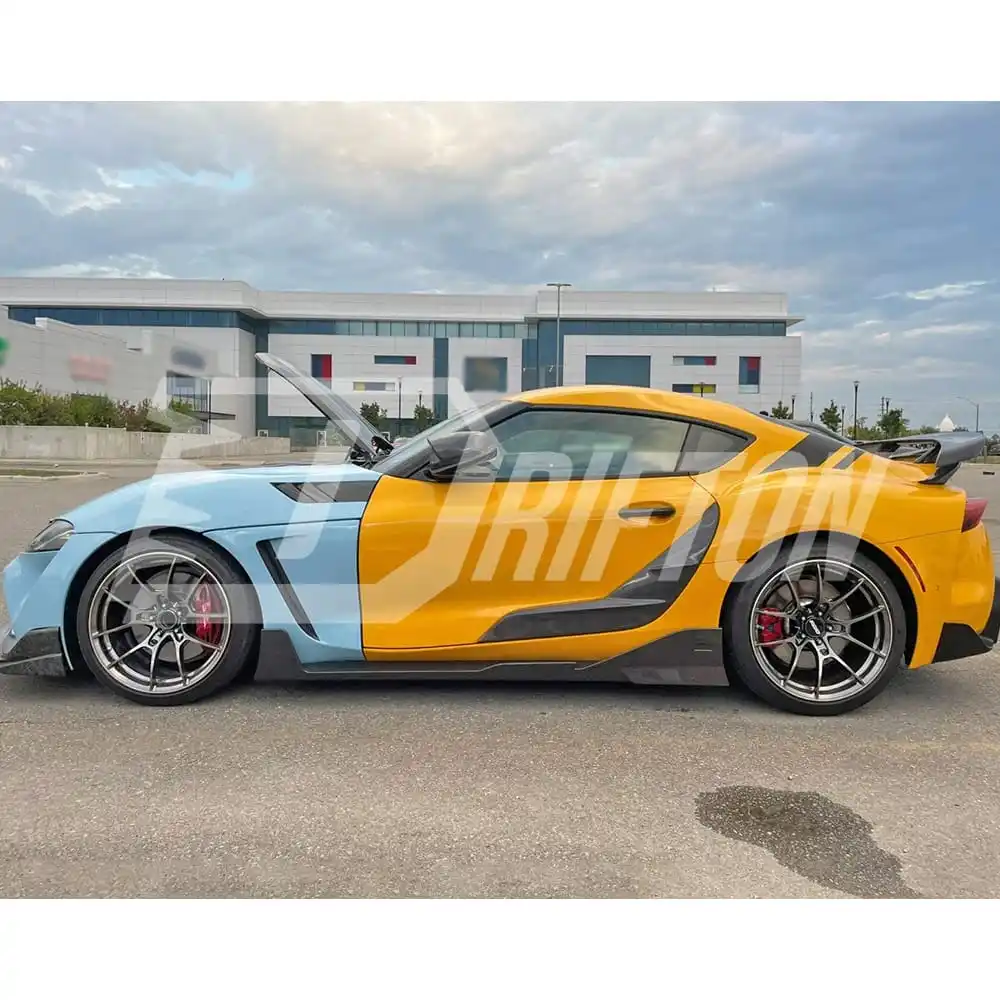 TOM Style Carbon Fiber Side Skirt For Toyota Supra A90 Carbon Fiber Body Kit