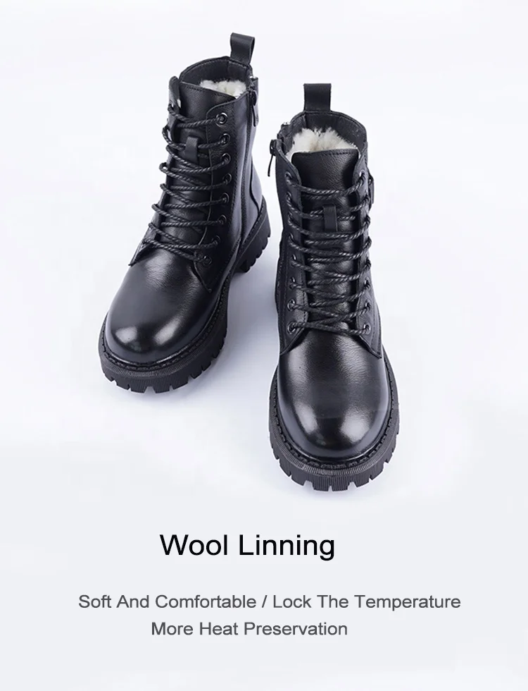 Fashion Genuine Leather Women Martin Boots Feet Warm Temperature Regulating Rechargeable Battery Electrical Heated Shoes