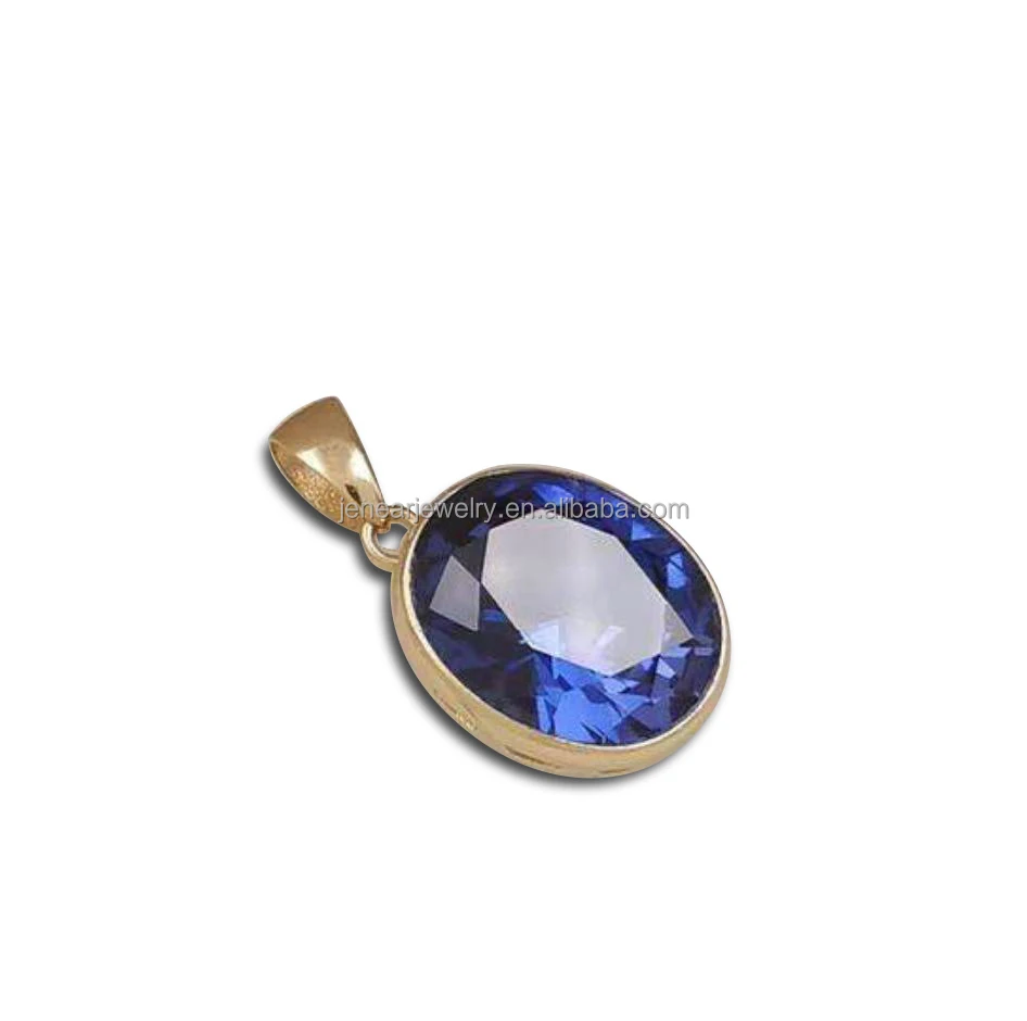 
Pure real solid 18K gold sapphire pendant AU750 fine jewelry gift yellow gold sapphire gold necklace pendant 