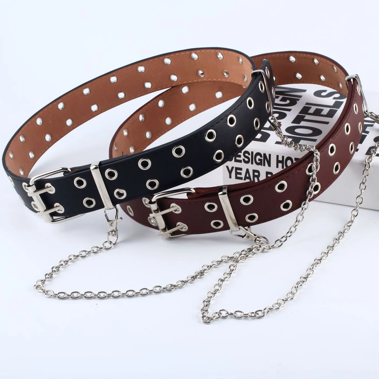 Factory direct sale punk style belt Korean jeans fashion hanging chain decorative trousers with corns belt