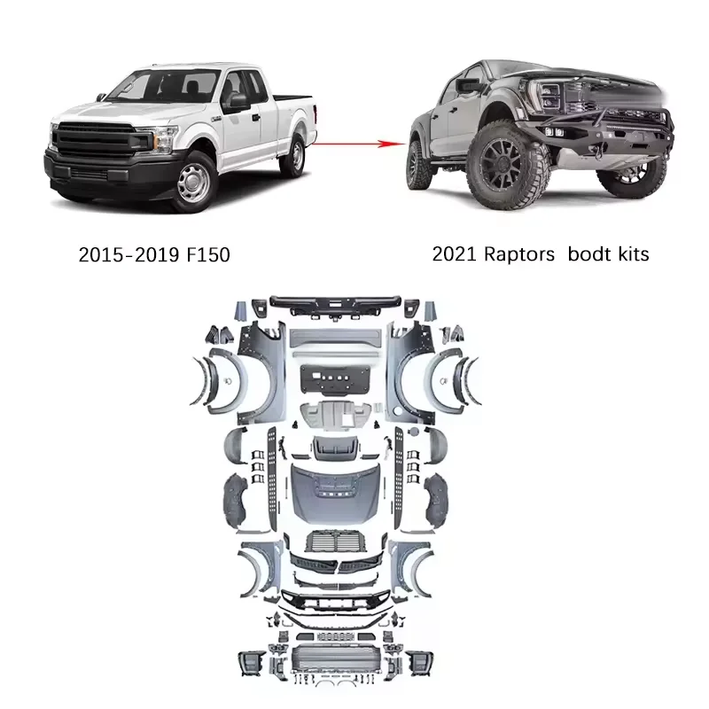 Facelift Bodykit for Ranger 2015-2019 F150 upgrade to 2021 Raptor Camioneta Accessories with Headlight Rear Bumper Kit Included