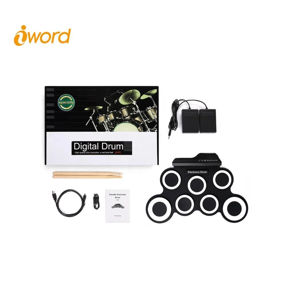 Iword G3002 USB MIDI Музыкальные инструменты празднование цифровой силиконовые Roll Up барабаны набор