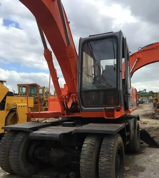 earth digging machinery 16 ton used hitachi ex160 wheel excavator machine 160w tyres excavator ex160w ex160wd