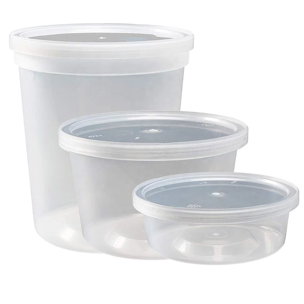 32 oz deli container clear plastic round cups takeout disposable food container