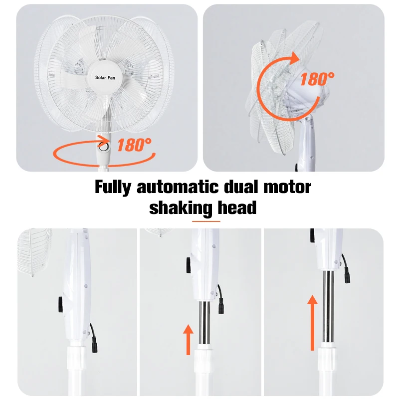 solar fan rechargeable With solar panel Output USB LED light battery remote control