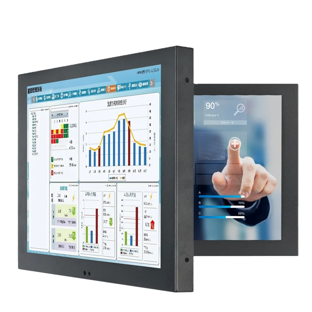 High quality 15 inch 1400*1050 positive screen industrial panel PC mini monitor with Resistive touch VGA interface factory Price