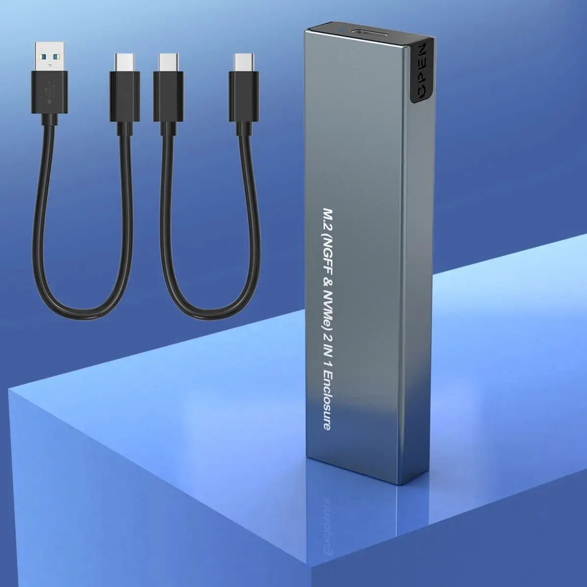 Factory Hot sell external hdd enclosure usb 3.0 2 in 1 SSD M.2 NVME hard drive case