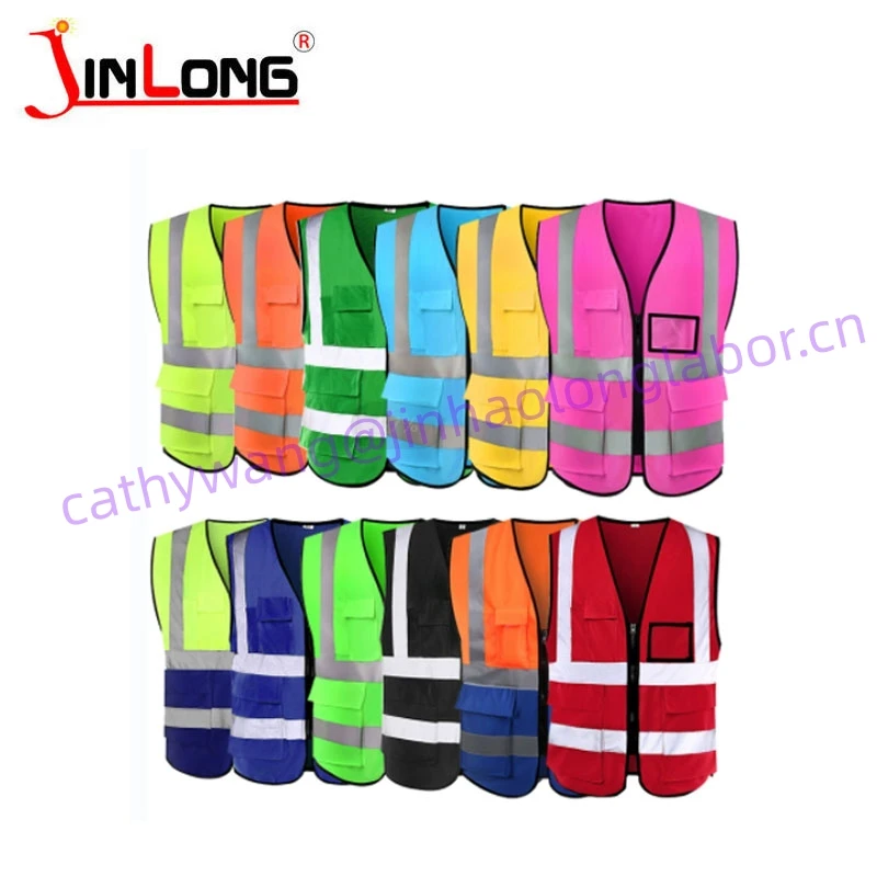 high quality  Reflective Vest Emergency Safety Vest With Pockets And Zipper workers vest
