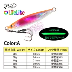 Isca Artificial Metal Vertical Jigging Lure 20g 30g 40g 60g 80g Spinner Bait Slow Pitch Jig Lure Peche Fishing Lure Saltwater