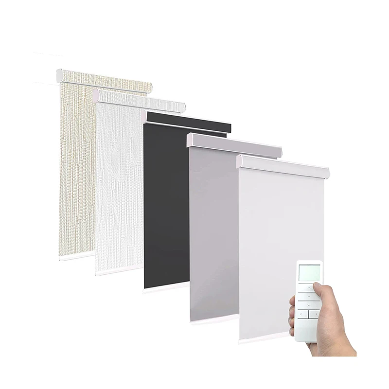 Customized cordless motorized automatic 100% polyester blackout waterproof roller blinds for window