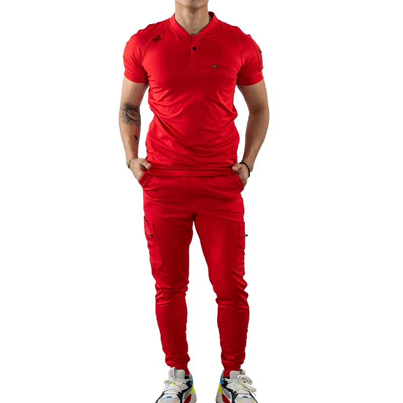 Yuhong High Quality Hospital Suits Short sleeve Designer Custom joggers Nurse Scrubs Red Top Man Hospital Medical Uniforms Sets
