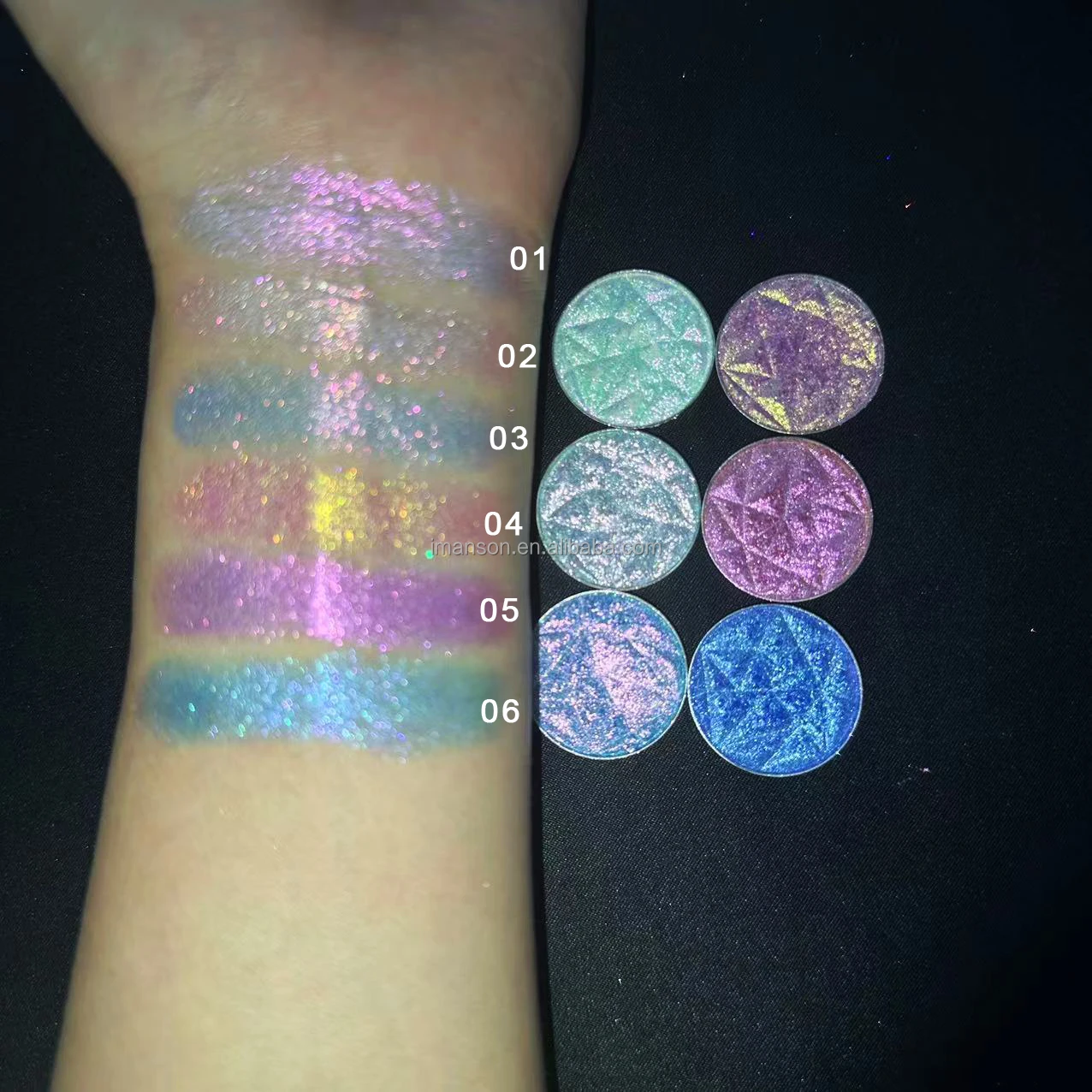 No Logo Chameleon Duochrome Multichrome Eyeshadow Shimmer Cream Pressed Powder Pearl Highlighter Single Palette Cosmetics