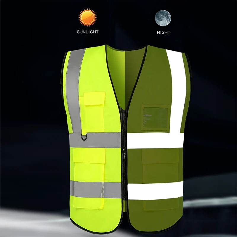 Hi Vis construction work reflective workwear safety vest for men