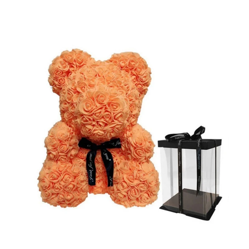 2024 Red Rose Teddy Bears With Box Flower 25Cm Valentines Day Foam Heart Pink Gift Artificial San Valentin Mini Rose Bear Toy