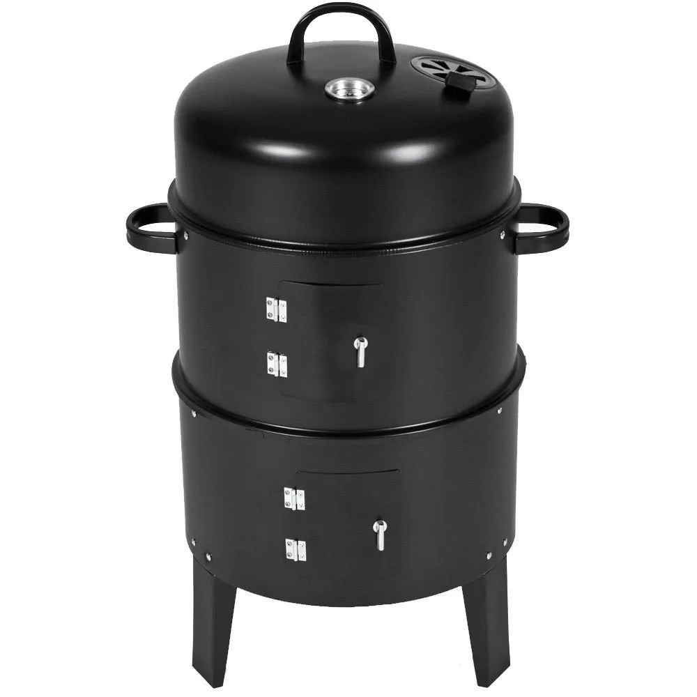 3-in-1 Smokeless Charcoal Vertical Barrel BBQ Grill Smoker 3-Tier Tower Design 14 Reviews