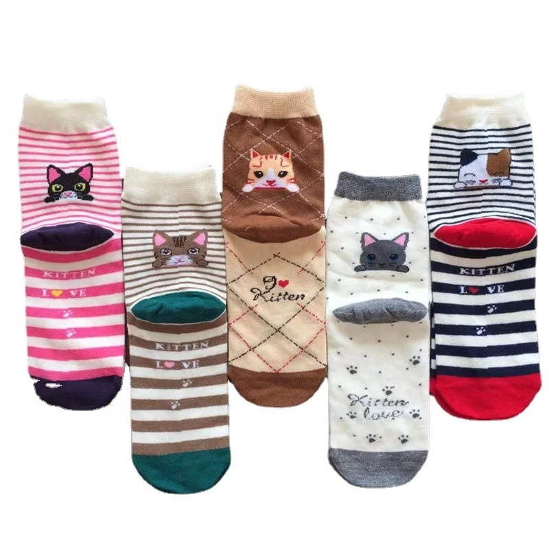 Funny Cute Cat Socks three-dimensional ear medium tube socks female cotton socks
