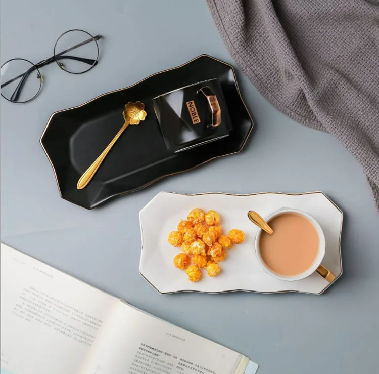 Nordic luxury breakfast tableware set ceramic dessert cup coffee mug custom logo