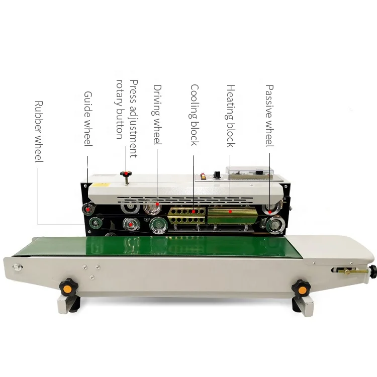 Automatic continuous food aluminum foil paper pouch film packaging heat seal sealer plastic bag sealing machine