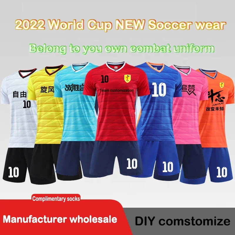 Soccer Wear for Men 2022 Jersey Set Football Printed Player Name Number Sports custom Suit Soccer Uniform