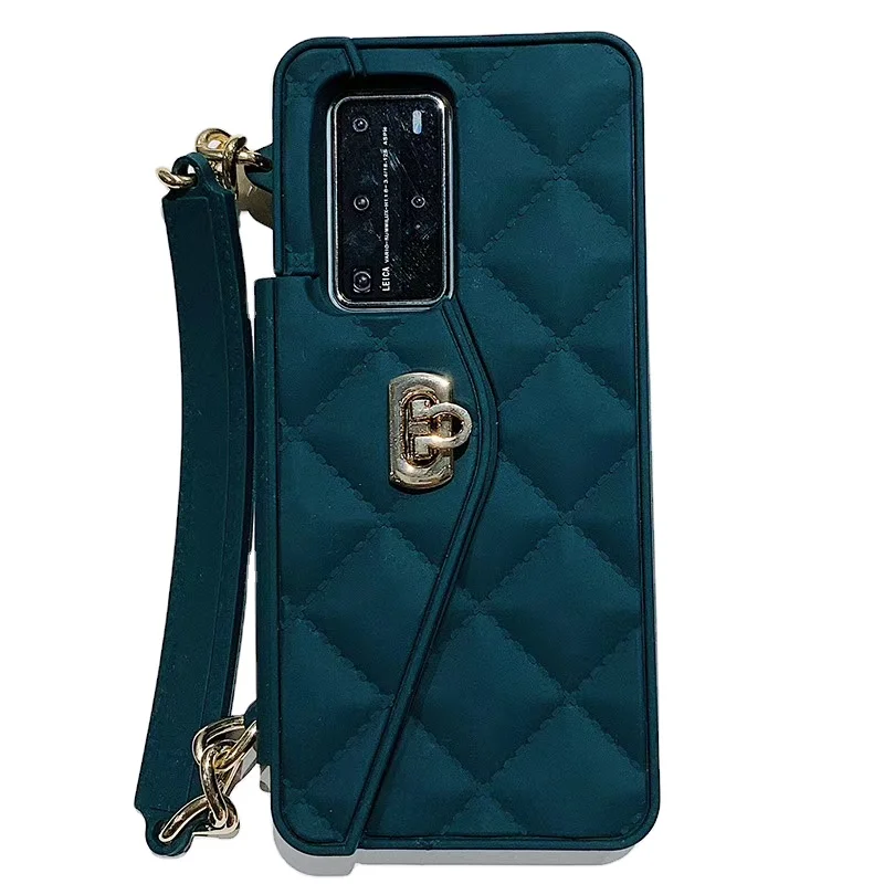 Luxury Crossbody Handbag  Phone Case For Huawei P40 pro Nova 7 mate 30 Silicon Card Slot Lanyard Wallet Case Bag