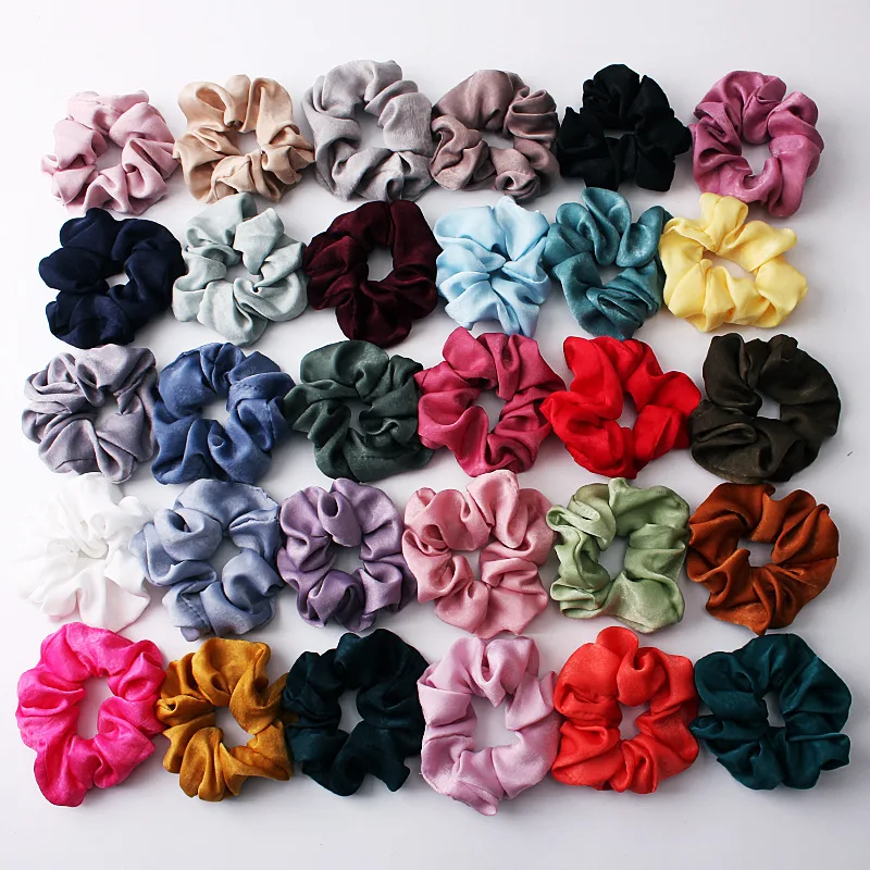 
Hot Sale Satin Elastic Hair Bands Hair Accessories Soft Silk Hair Ties Scrunchies For Gril 