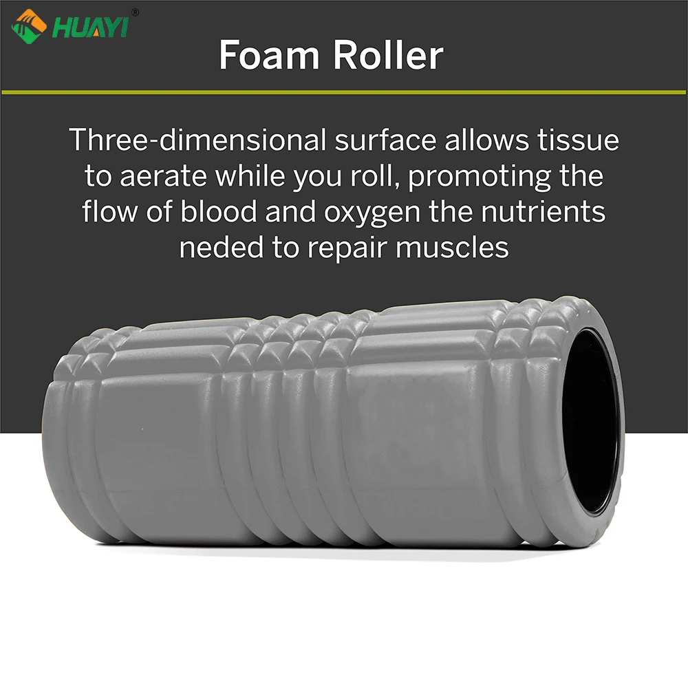 Huayi Factory Price  home exercise muscle relax gym fitness EVA hollow foam roller customized Deep Tissue Massage Roller Black