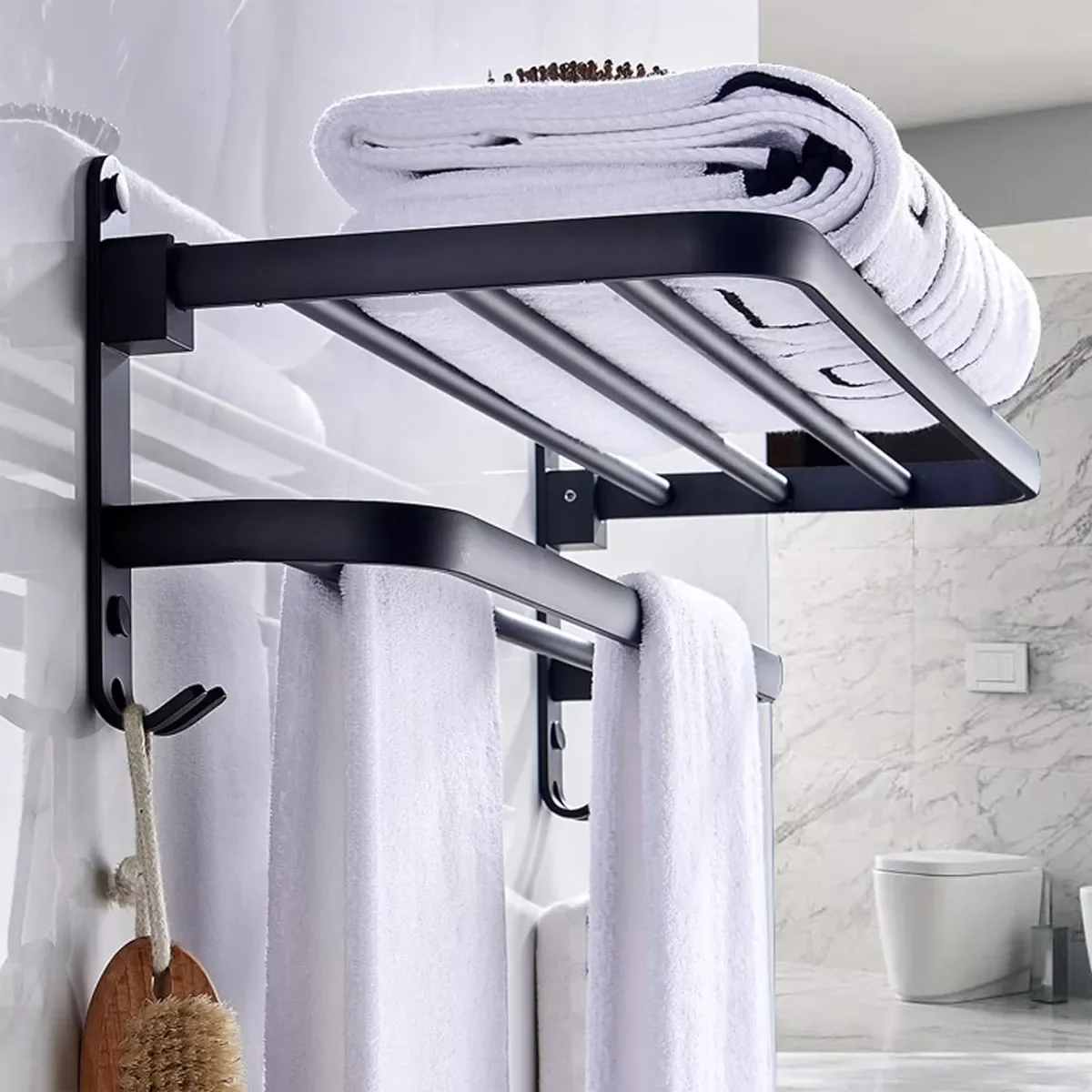 Stainless steel towel rack wall mounted activity towel rack for bathroom hotel apartment bathroom perforated towel rack