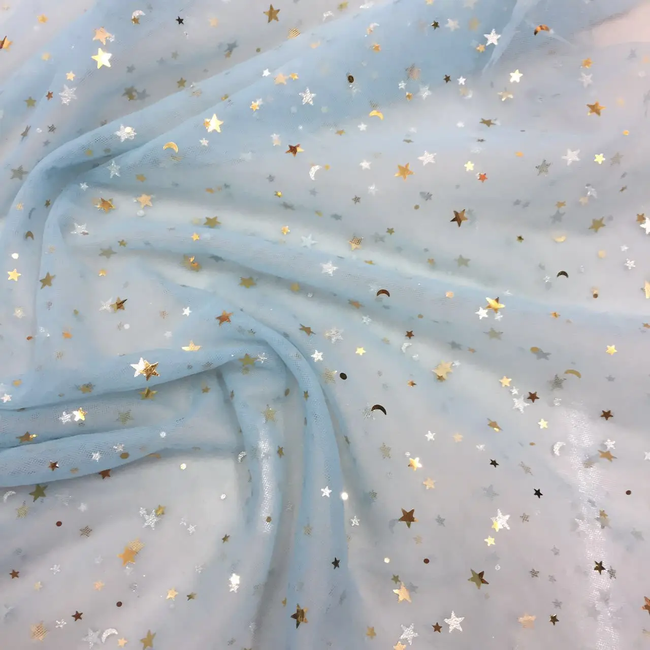 Polka Dot Polyester Knitted Mesh Sequin Net Fabric Mesh For Decoration