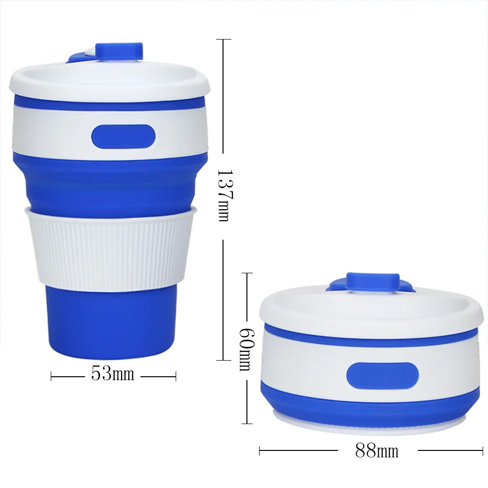 High Quality Foldable Silicone Coffee Tea Cup Modern Portable Silicone Collapsible Coffee Cup With Lid