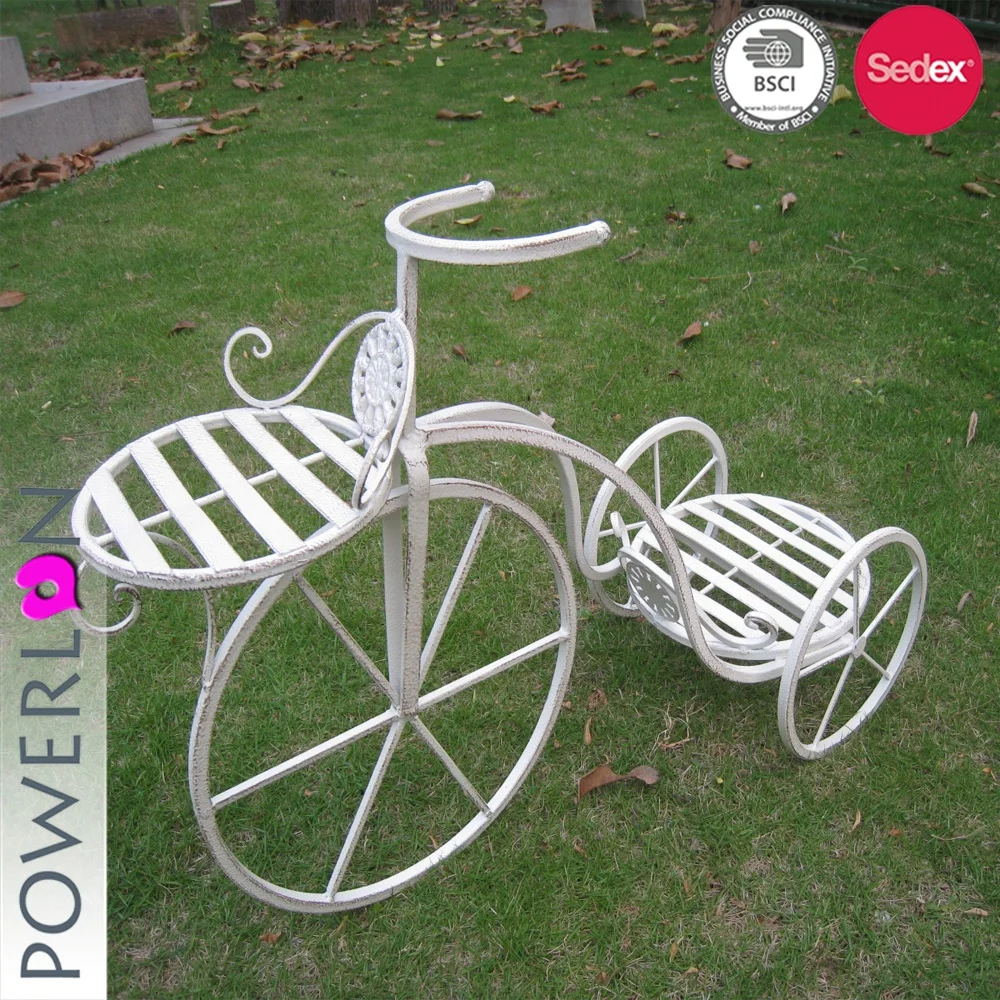 Metal Iron 2-Pots Bicycle Garden Home  Plant Stand Flower Basket Flower Pot Stand
