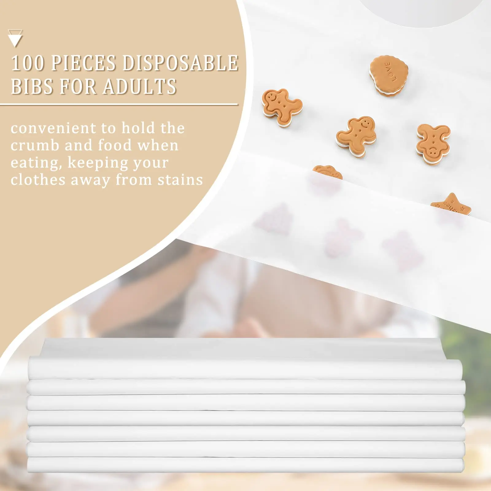 Hot selling waterproof adult elderly care non-woven bib custom printed disposable bibs