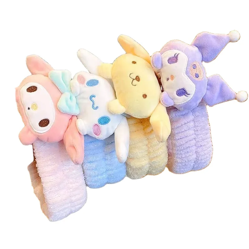 Sanrio KT Cat Plush Doll Face Wash Makeup Hairband Kuromi Sweet Kawaii Non Slip Elastic Hairband Hair Accessories
