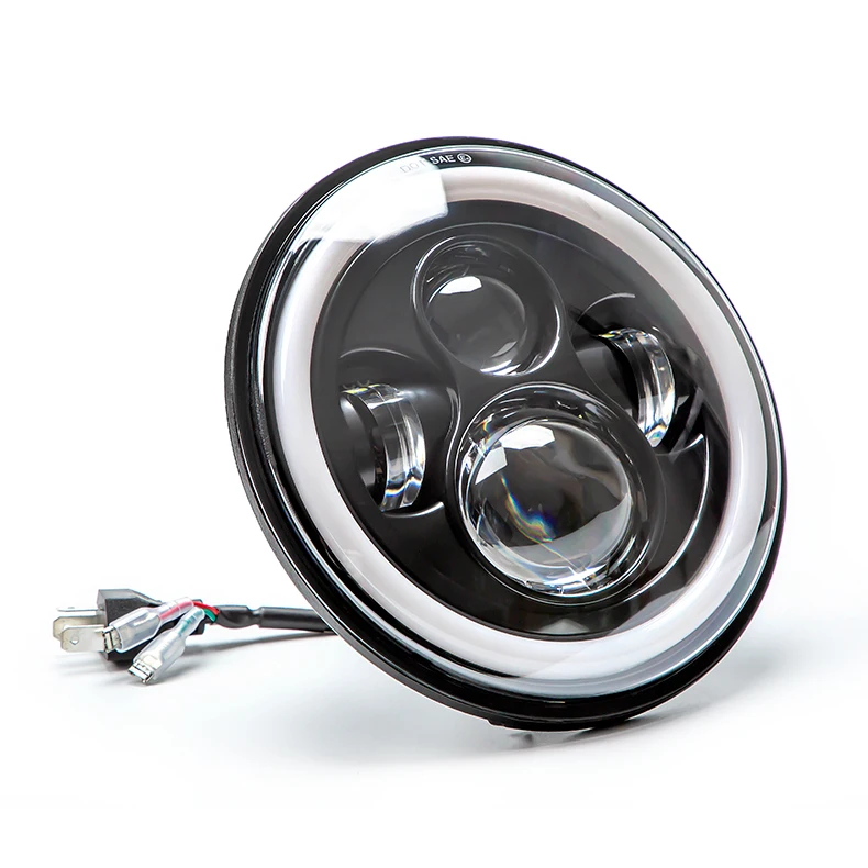 Wholesale Waterproof LED Angel Eyes Headlamp Round Car Accessories 7 Inch Motorcycles Headlight for Harley/Jeep