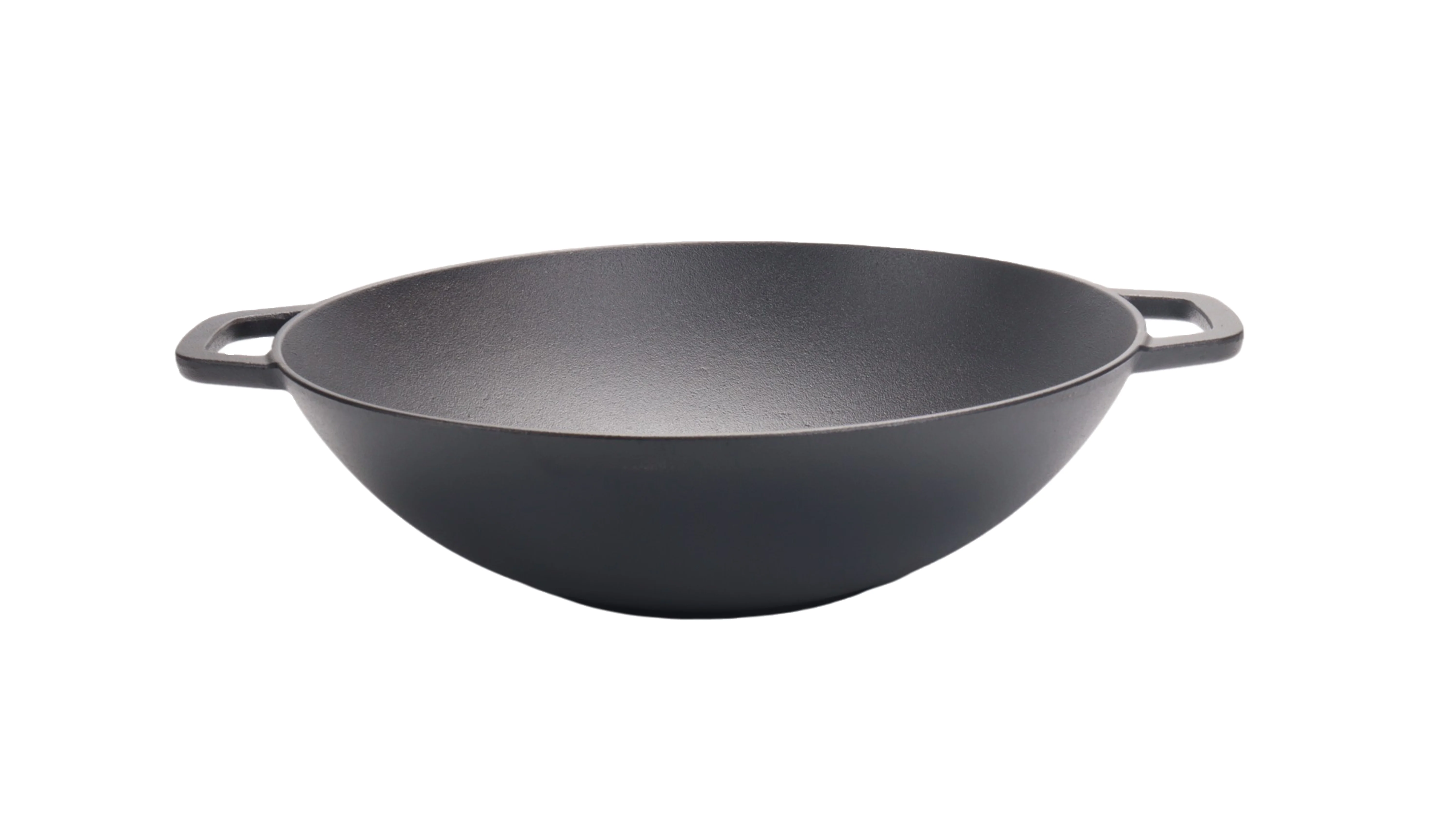 Hot sale 6.7L big capacity chinese wok 37cm pre-seasoned cast iron woks with wide handles outdoor cookware
